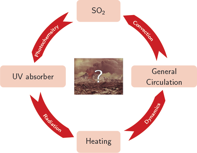 Possible feedback loop leading to cyclic behavior of SO₂